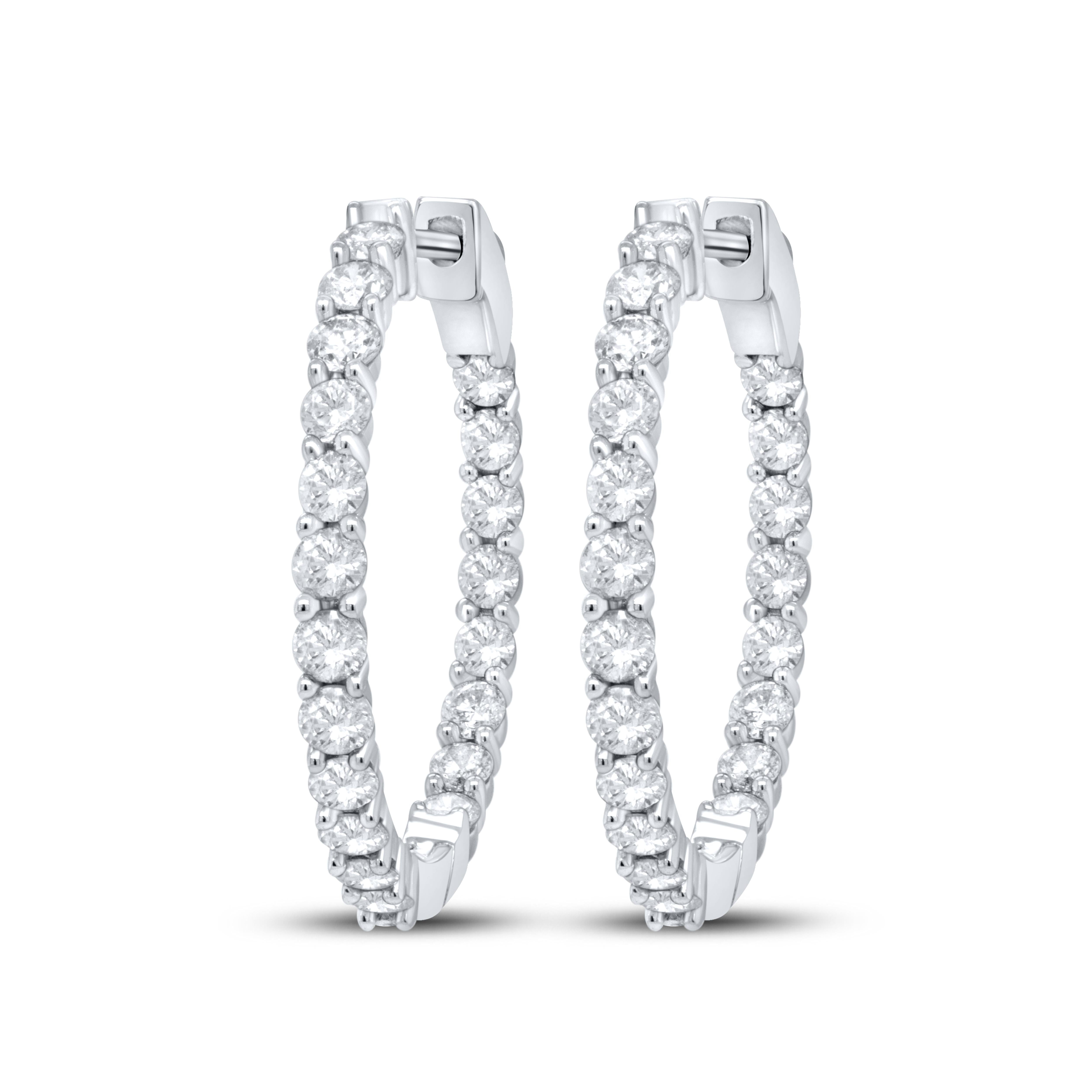 10kt White Gold 2 CTW Diamond Hoop Earring