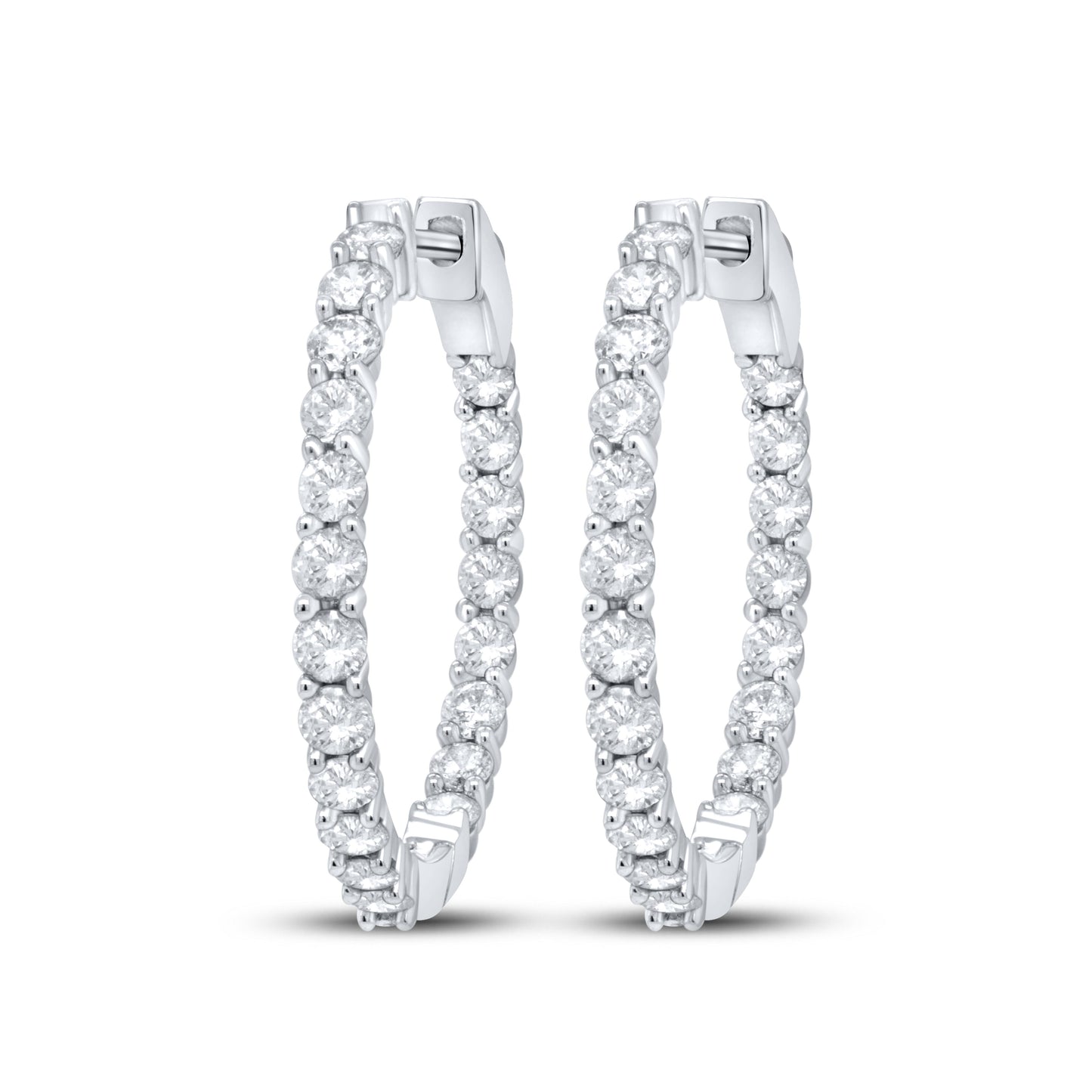 10kt White Gold 2 CTW Diamond Hoop Earring