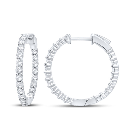 10kt White Gold 2 CTW Diamond Hoop Earring