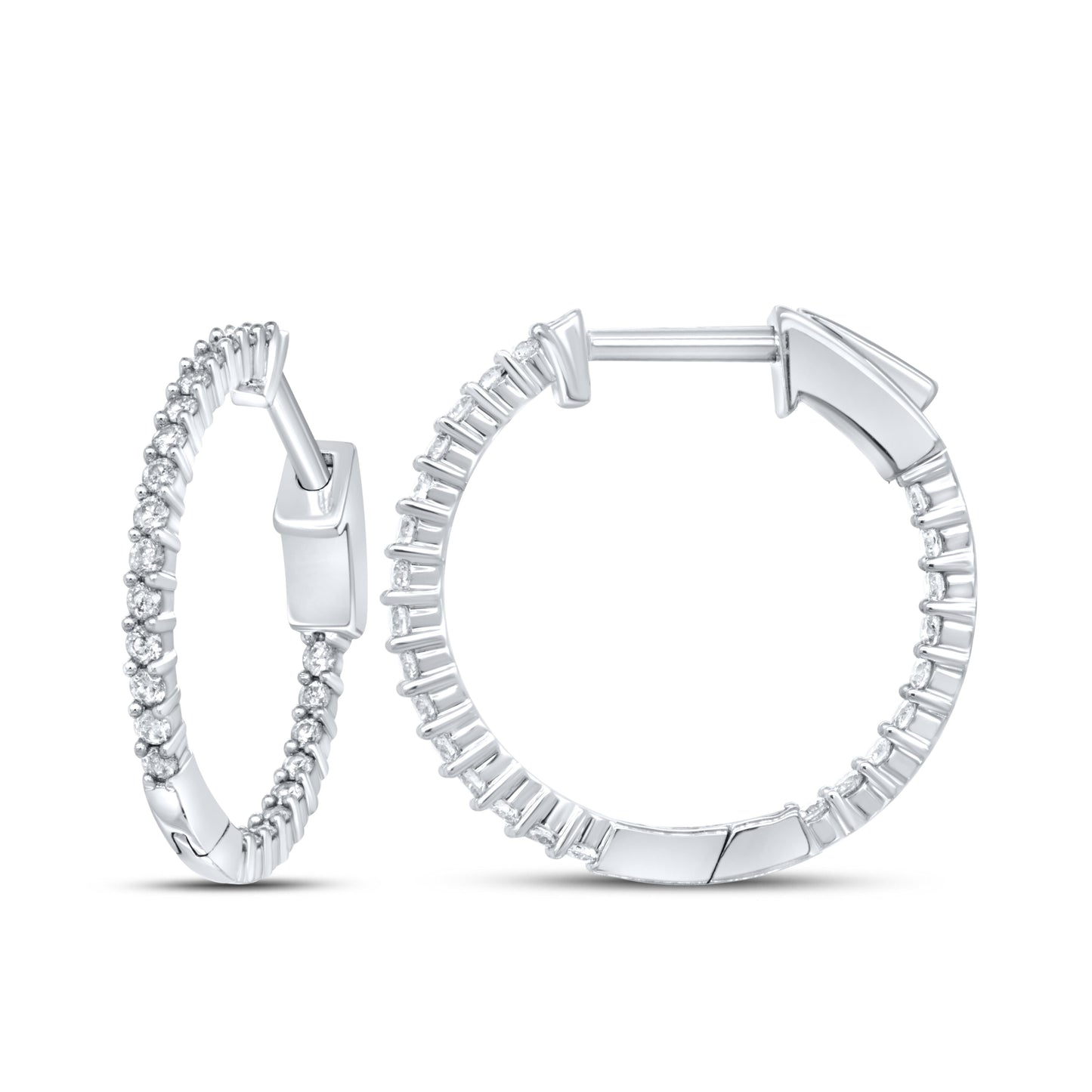 10kt White Gold 0.50 CTW Diamond Hoop Earring