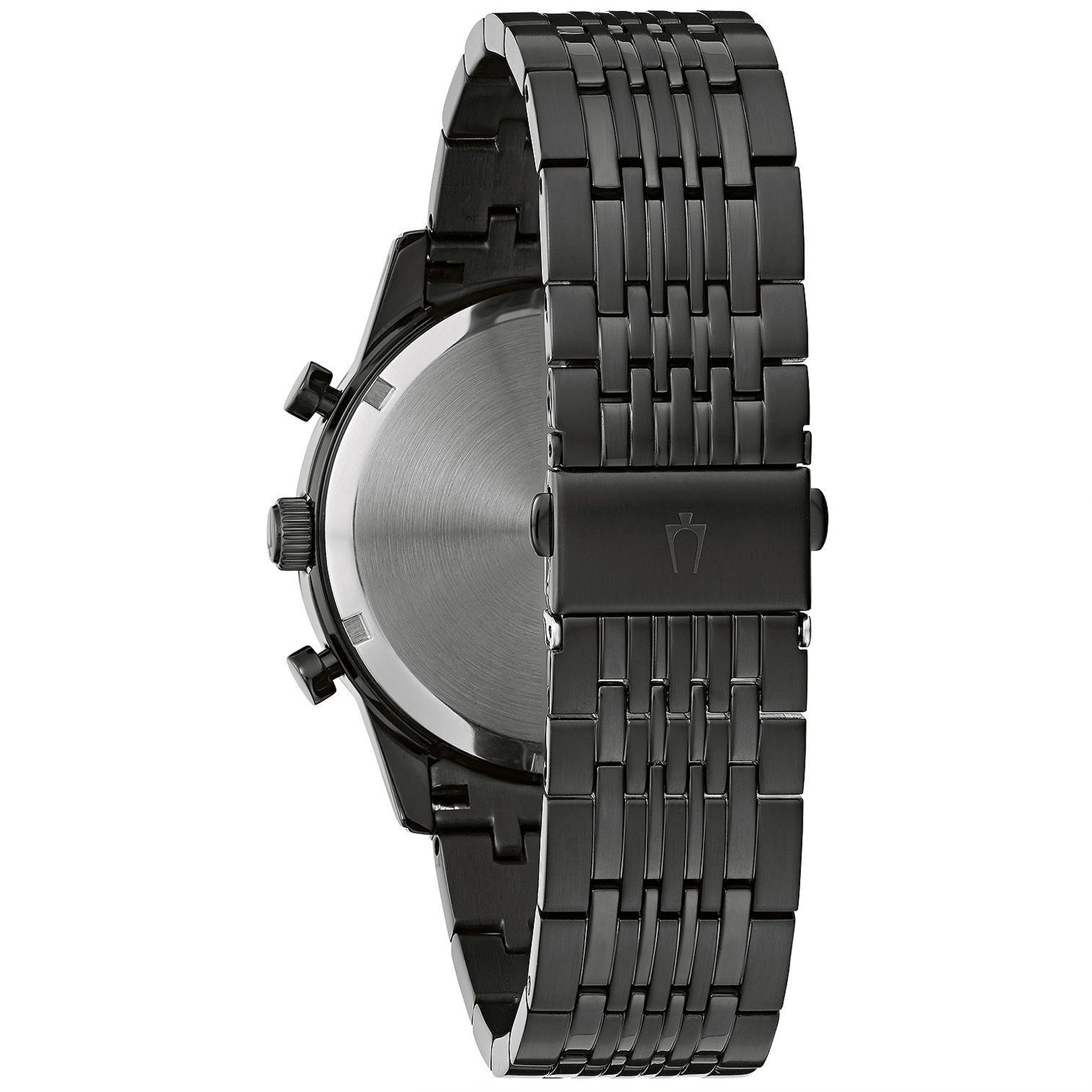 Bulova Men`s Quartz Chronograph Calendar Black Stainless Steel Watch 42MM