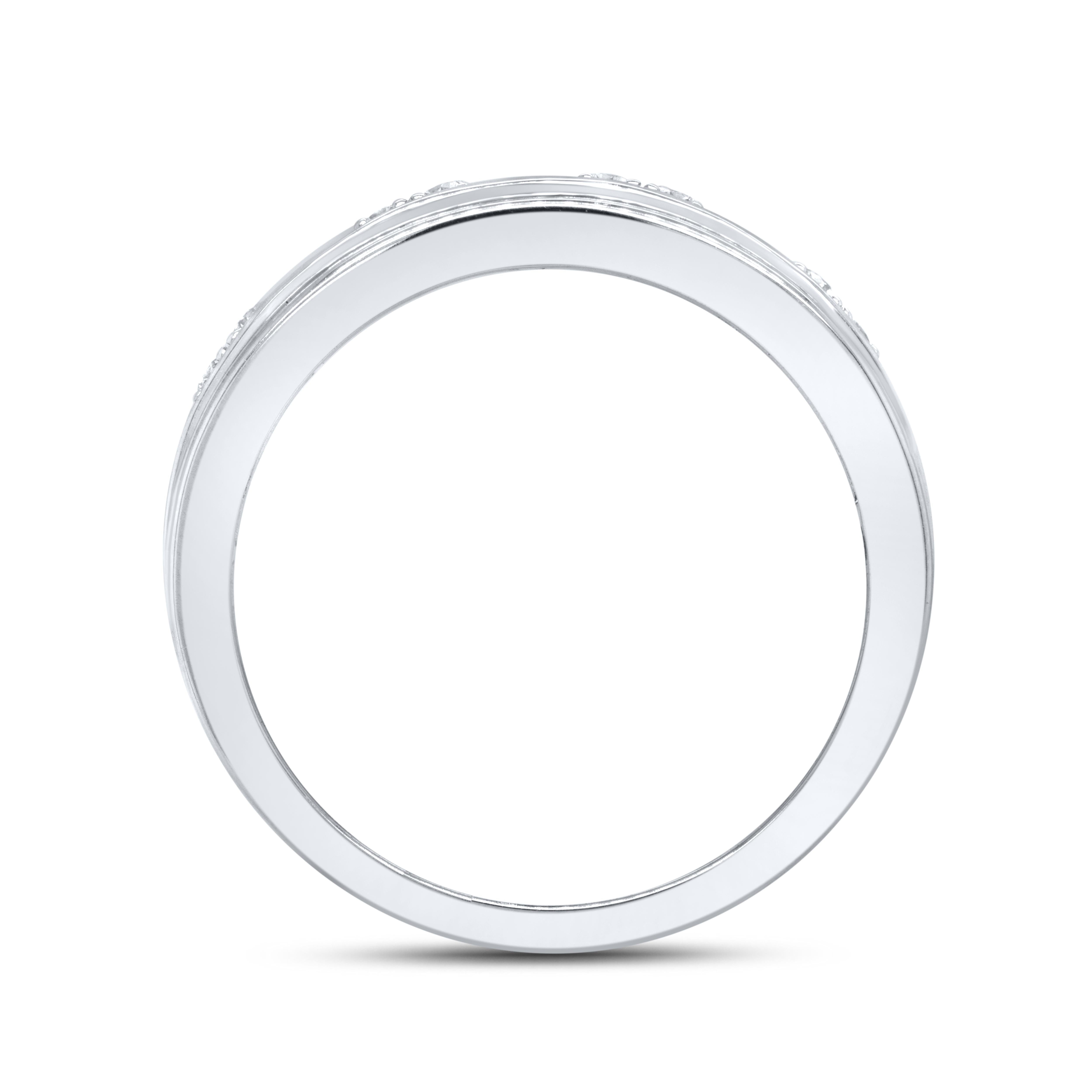 14k WHITE GOLD 0.20 CTW Diamond 0.36 CTW Natural Sapphire Men’s Band