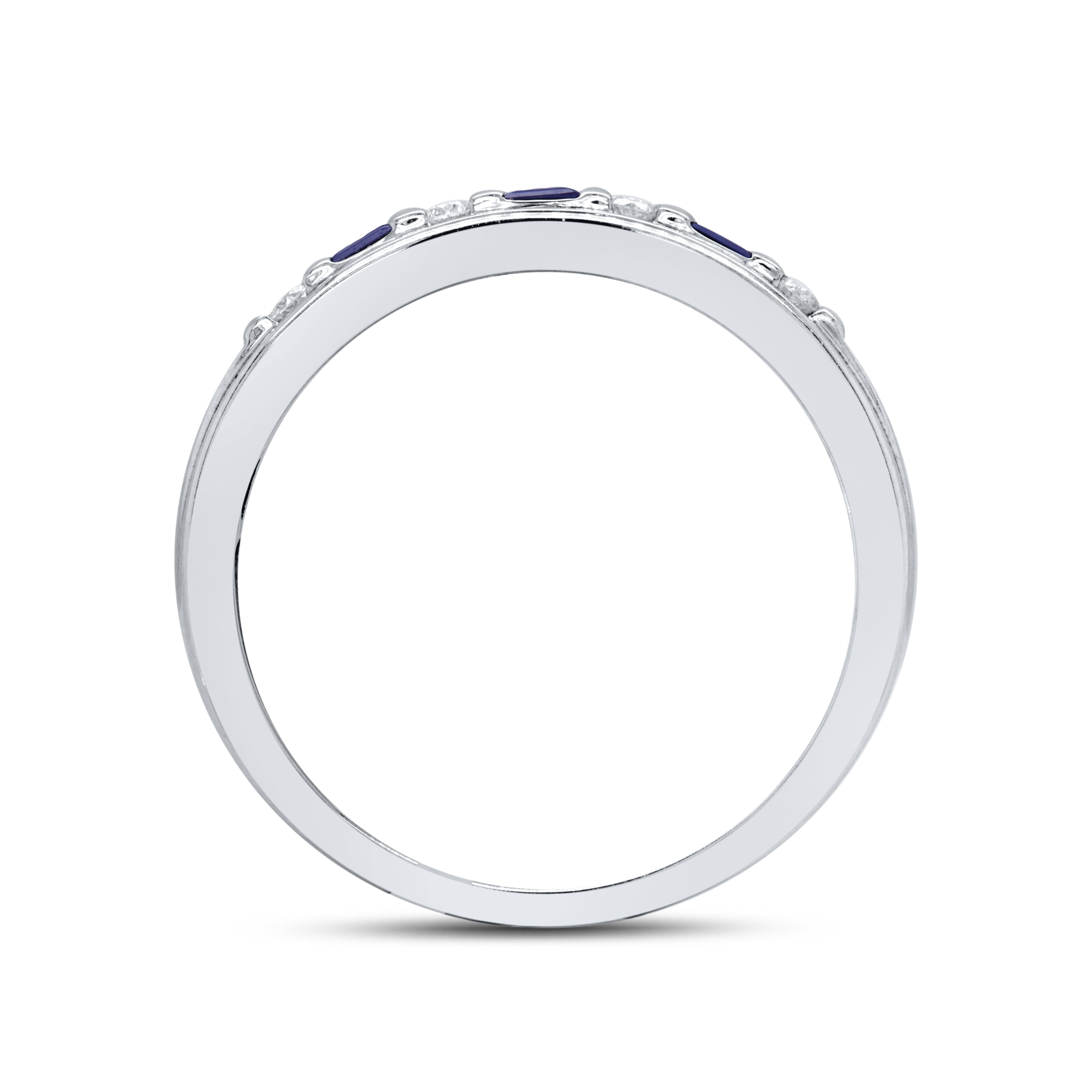 10k WHITE GOLD 0.20 CTW Diamond 0.37 CTW Natural Sapphire Men’s Band