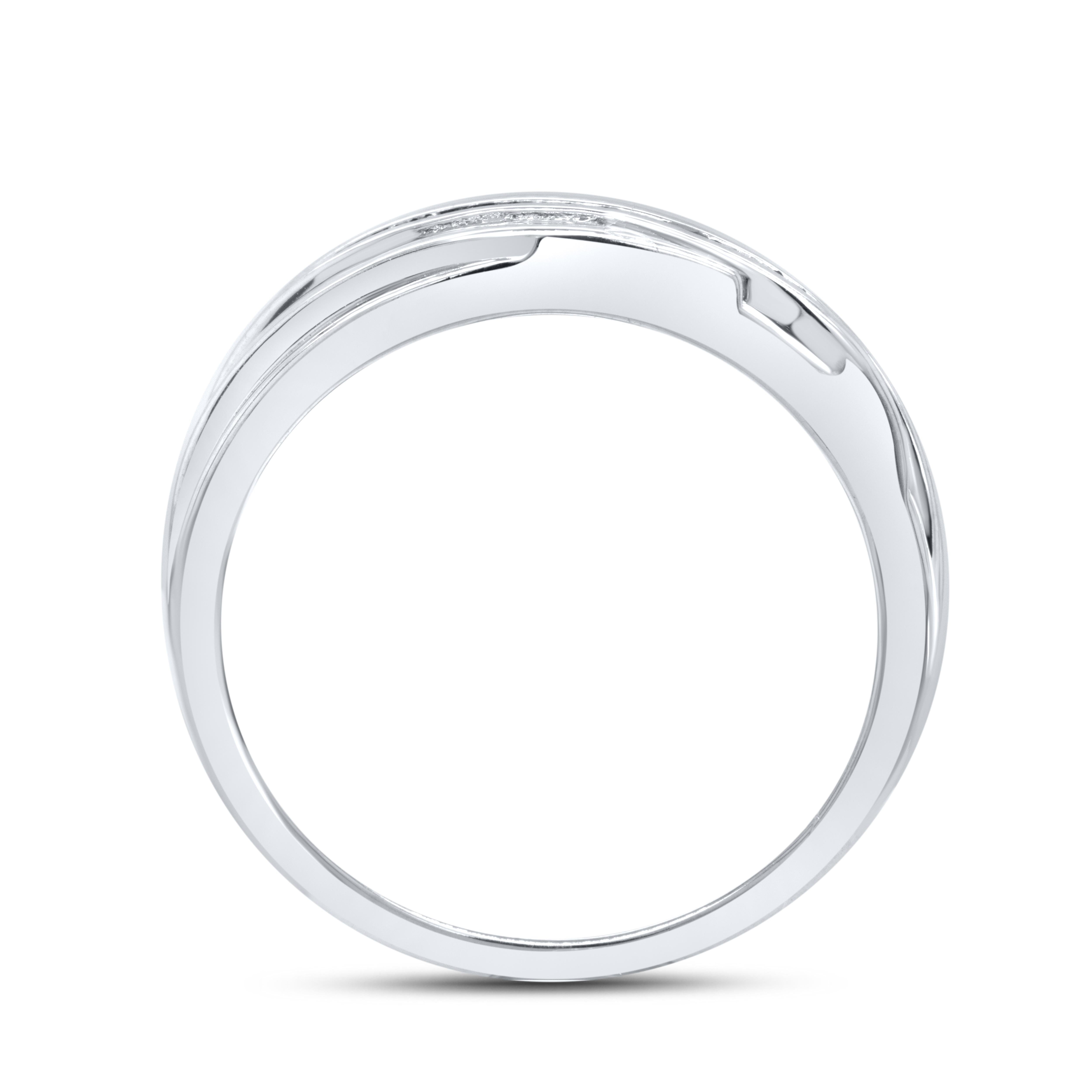 14k White Gold 0.15 CTW Diamond 0.23 CTW Natural Sapphire Men’s Band