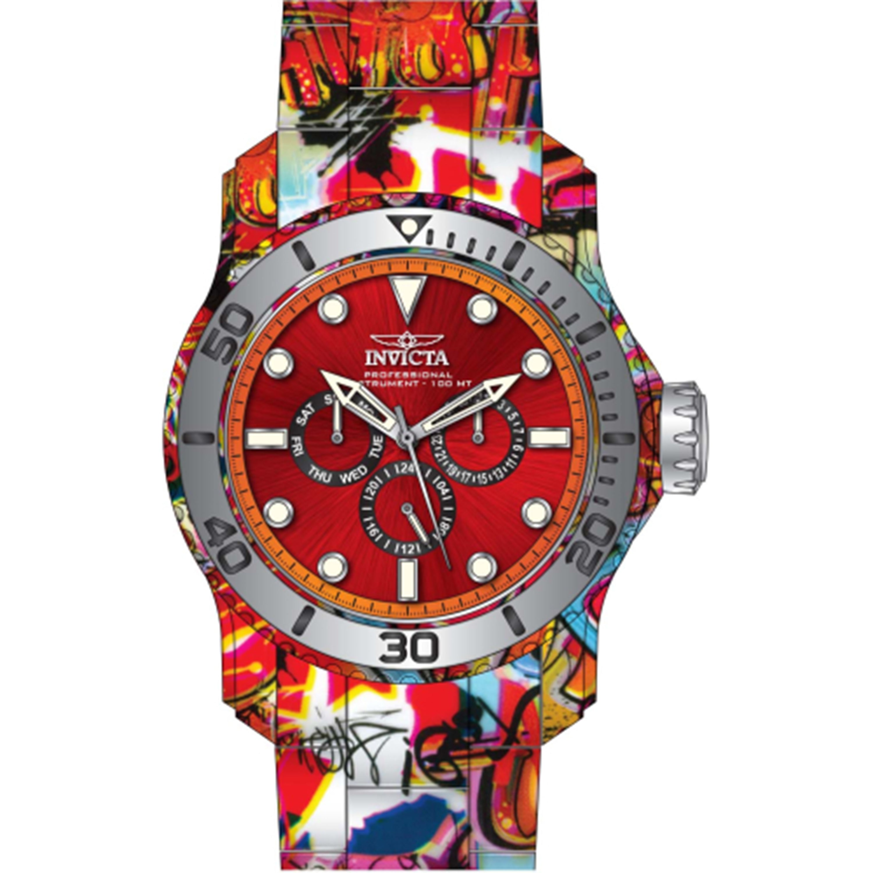 Invicta Men's 47853 Pro Diver Quartz Chronograph Red, Orange, Black Dial Watch