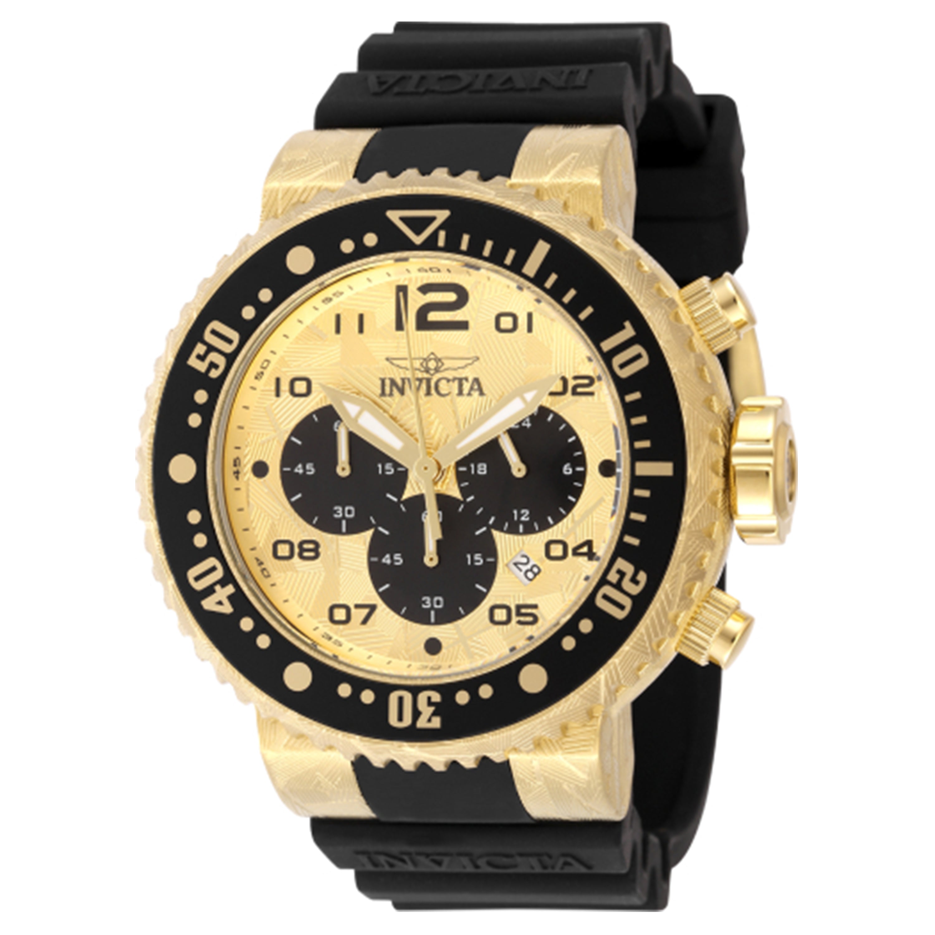 Invicta Men's 48618 Pro Diver Quartz Chronograph Gold, Black Dial Watch