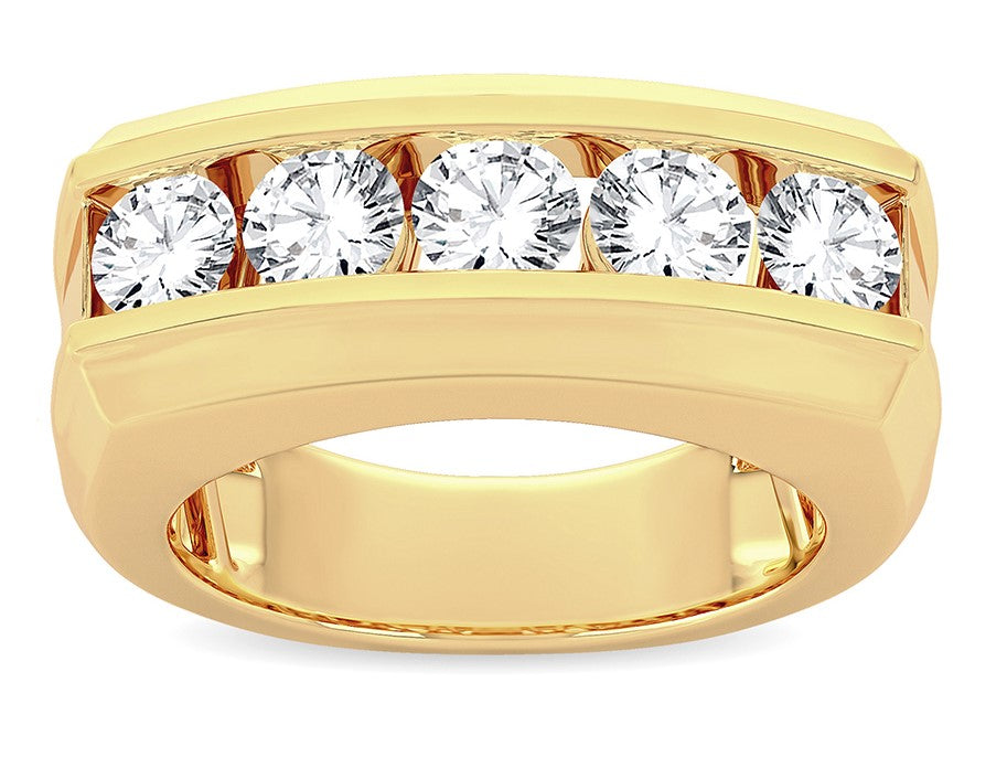 14KT YELLOW GOLD 2 CTW ROUND SHAPE LAB DIAMOND MENS BAND
