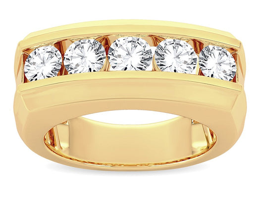 14KT YELLOW GOLD 2 CTW ROUND SHAPE LAB DIAMOND MENS BAND