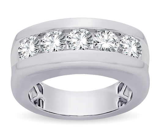 14KT WHITE GOLD 2 CTW ROUND LAB DIAMOND MENS RING