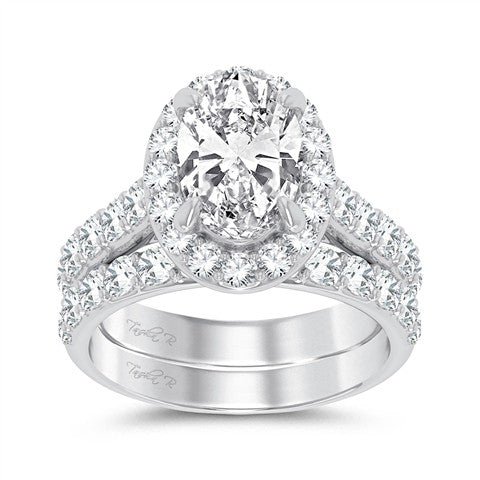 14k white gold 5.00 ctw oval lab diamond ring set