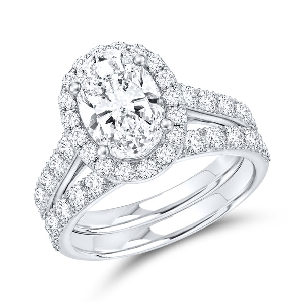 14kt white gold 5.00 ctw oval lab diamond ring set