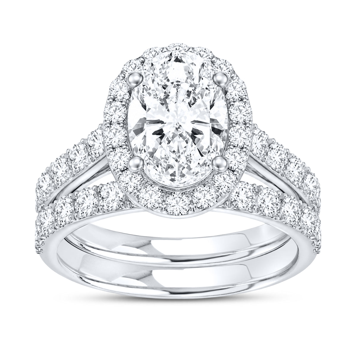 14kt white gold 5.00 ctw oval lab diamond ring set