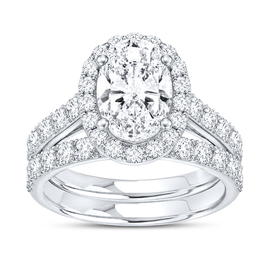 14kt white gold 5.00 ctw oval lab diamond ring set