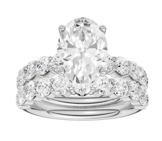 14k white gold 4.00 ctw oval lab diamond ring set