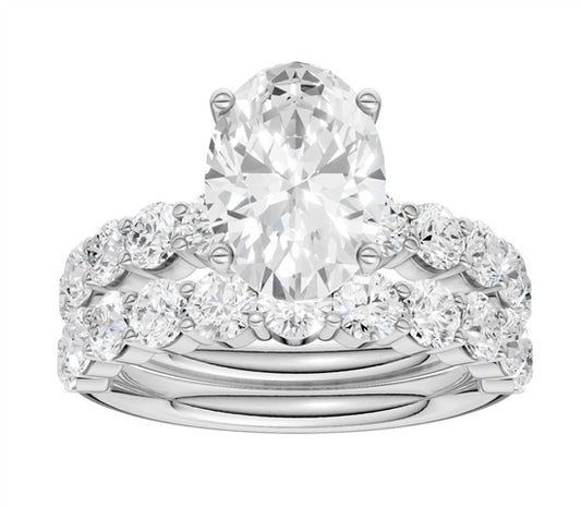 14k white gold 4.00 ctw oval lab diamond ring set