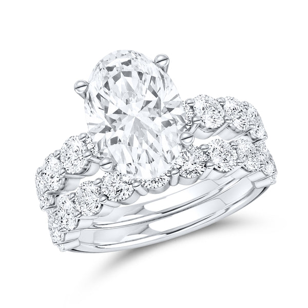 14kt white gold 4.00 ctw oval lab diamond ring set