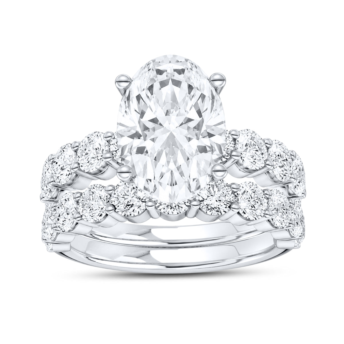 14kt white gold 4.00 ctw oval lab diamond ring set