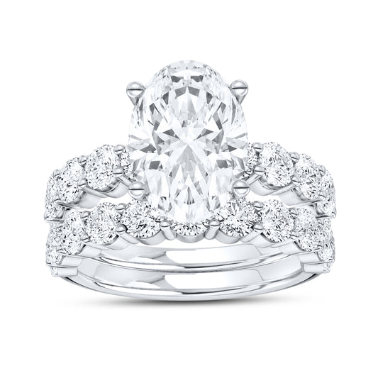 14kt white gold 4.00 ctw oval lab diamond ring set