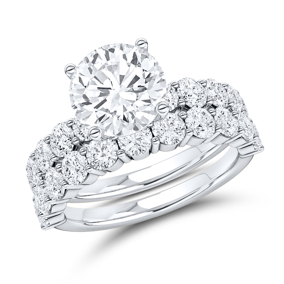 14kt white gold 4.00 ctw round lab diamond ring set
