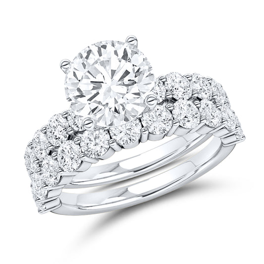 14kt white gold 4.00 ctw round lab diamond ring set