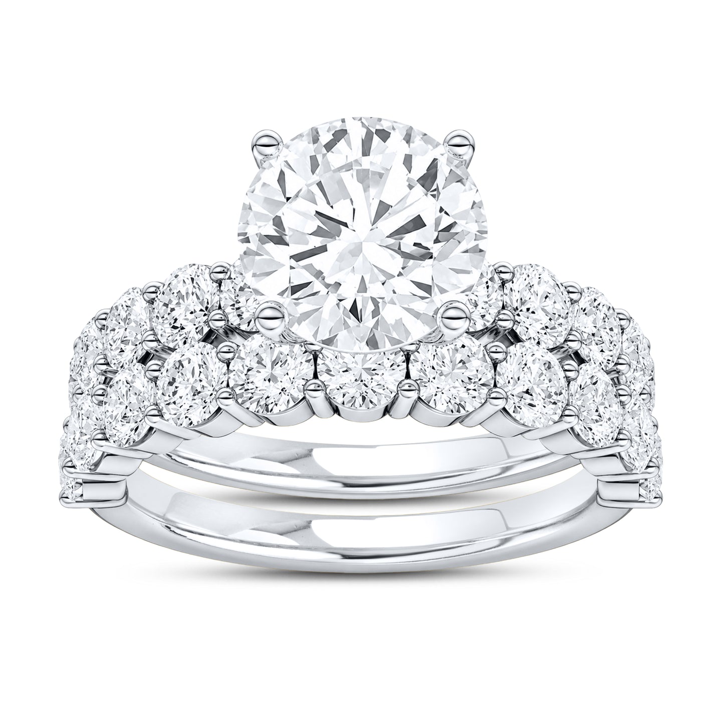 14kt white gold 4.00 ctw round lab diamond ring set