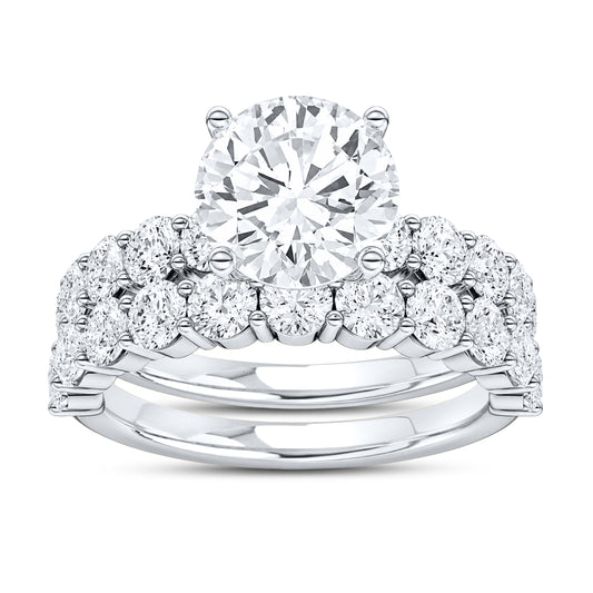 14kt white gold 4.00 ctw round lab diamond ring set