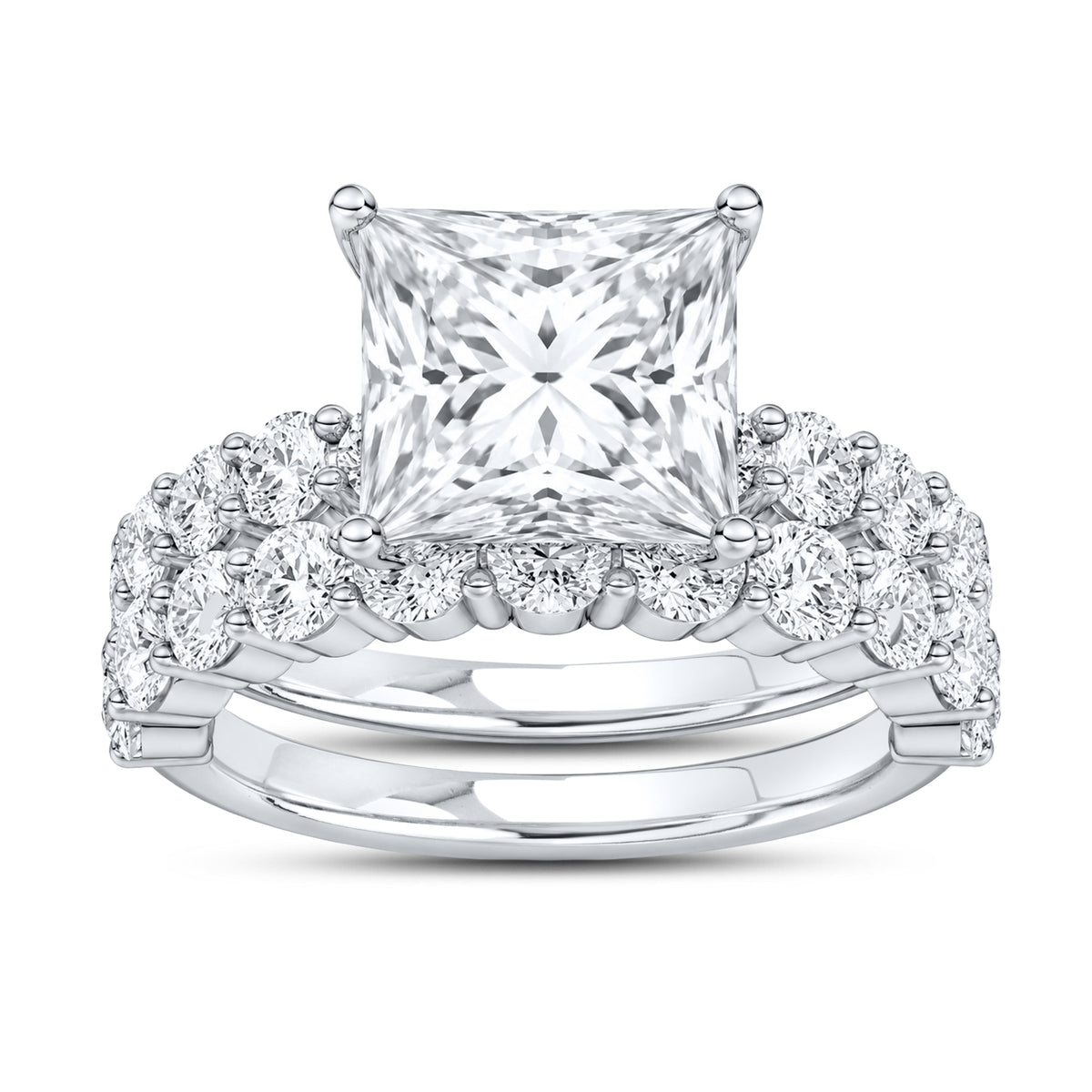 14k white gold 4.00 ctw princess cut lab diamond ring set