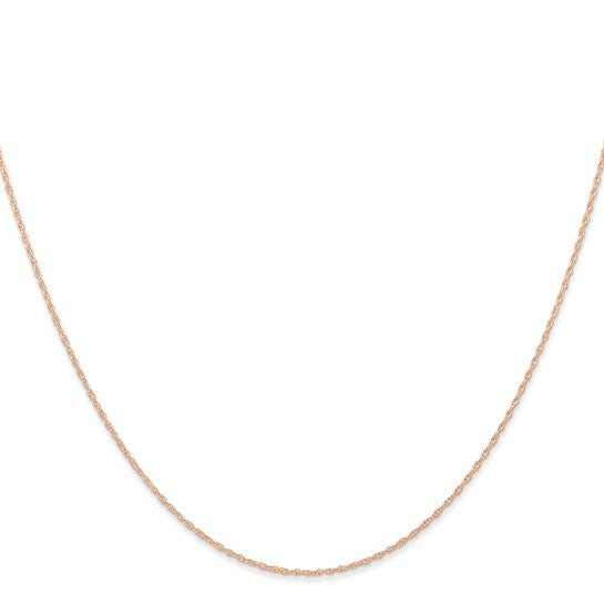 14KT Rose Gold 18 inch Carded .6mm Cable Rope with Spring Ring Clasp Chain