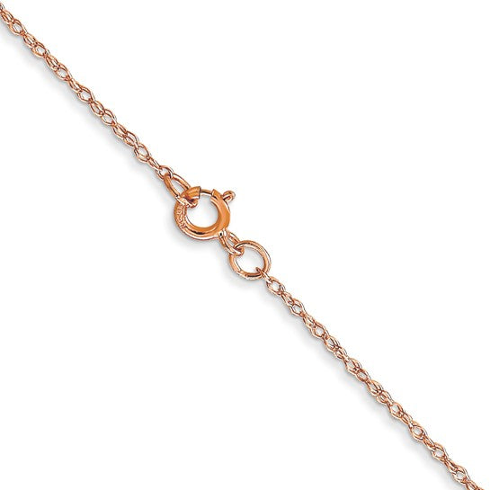 14kt Rose Gold 20 inch Carded .6mm Cable Rope with Spring Ring Clasp Chain