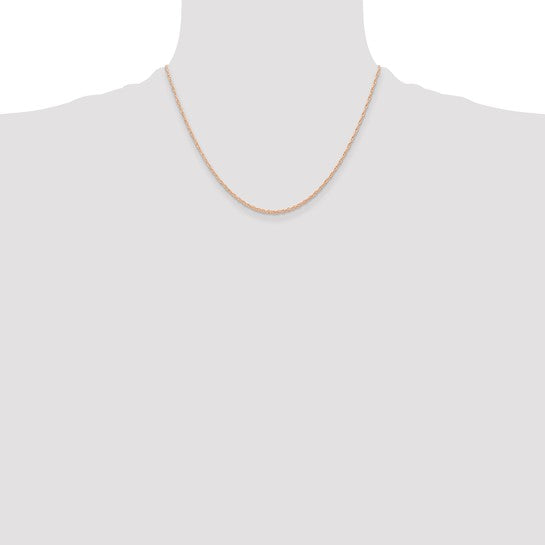 14KT Rose Gold 18 inch Carded .6mm Cable Rope with Spring Ring Clasp Chain