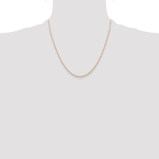 14kt Rose Gold 20 inch Carded .6mm Cable Rope with Spring Ring Clasp Chain