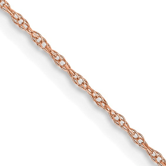 14KT Rose Gold 18 inch Carded .6mm Cable Rope with Spring Ring Clasp Chain