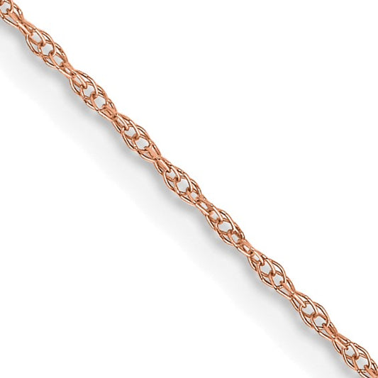 14KT Rose Gold 18 inch Carded .6mm Cable Rope with Spring Ring Clasp Chain