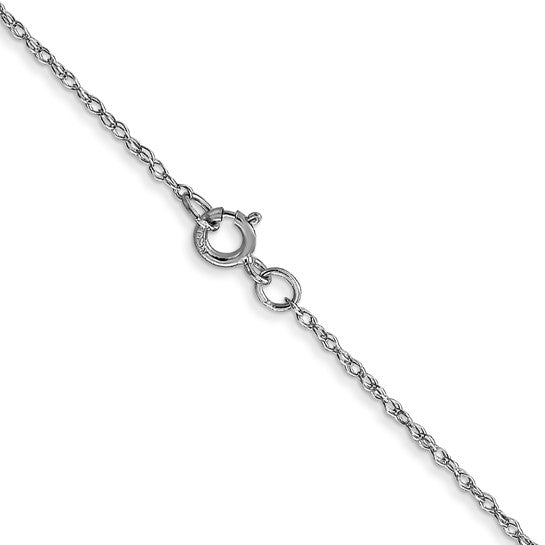 14KT White Gold 13 inch Carded .6mm Cable Rope with Spring Ring Clasp Chain