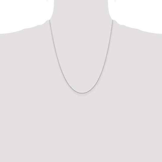 14KT White Gold 22 inch Carded .6mm Cable Rope with Spring Ring Clasp Chain