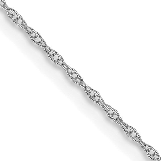 14KT White Gold 13 inch Carded .6mm Cable Rope with Spring Ring Clasp Chain