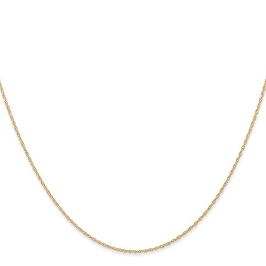 14KT Yellow Gold 16 inch Carded .6mm Cable Rope with Spring Ring Clasp Chain