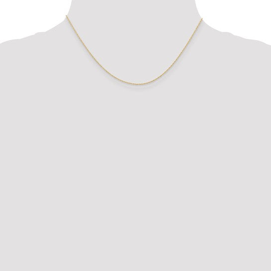 14KT Yellow Gold 16 inch Carded .6mm Cable Rope with Spring Ring Clasp Chain