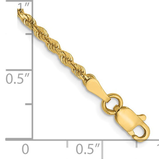 14KT Yellow Gold 2mm Diamond-Cut Rope Chain