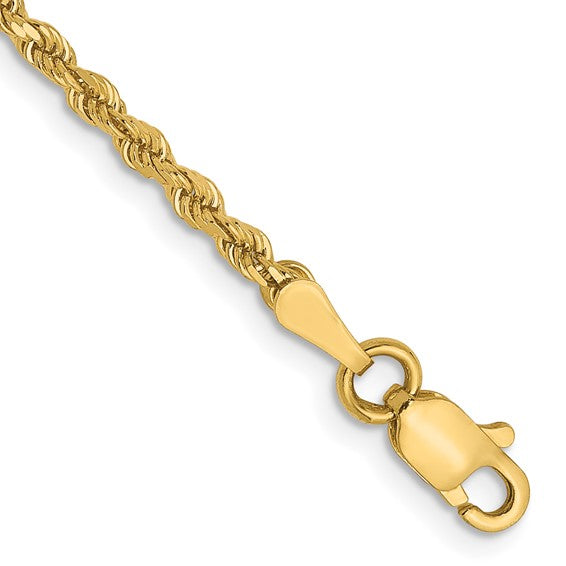 14KT Yellow Gold 2mm Diamond-Cut Rope Chain