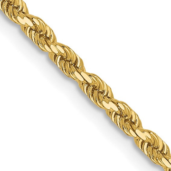 14KT Yellow Gold 2mm Diamond-Cut Rope Chain