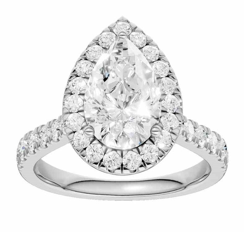 14KT WHITE GOLD 3.50 CTW PEAR SHAPE LAB DIAMOND RING