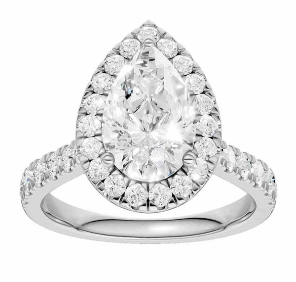 14KT WHITE GOLD 3.50 CTW PEAR SHAPE LAB DIAMOND RING