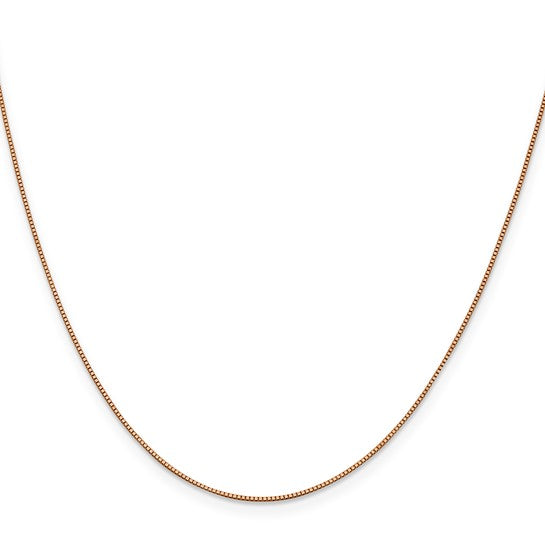 14KT Rose Gold .7mm Box with Lobster Clasp Chain
