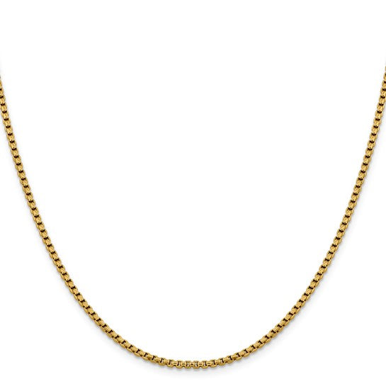 14KT Yellow Gold 2.4mm Semi-Solid D/C Round Box Chain