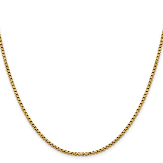 14KT Yellow Gold 2.4mm Semi-Solid D/C Round Box Chain