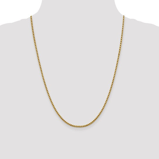 14kt Yellow Gold 2.4mm Semi-Solid D/C Round Box Chain