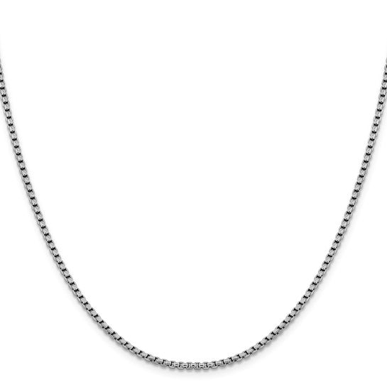 14kt White Gold 2.4mm Semi-Solid D/C Round Box Chain