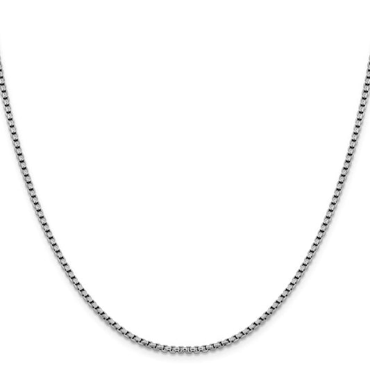 14KT White Gold 2.4mm Semi-Solid D/C Round Box Chain