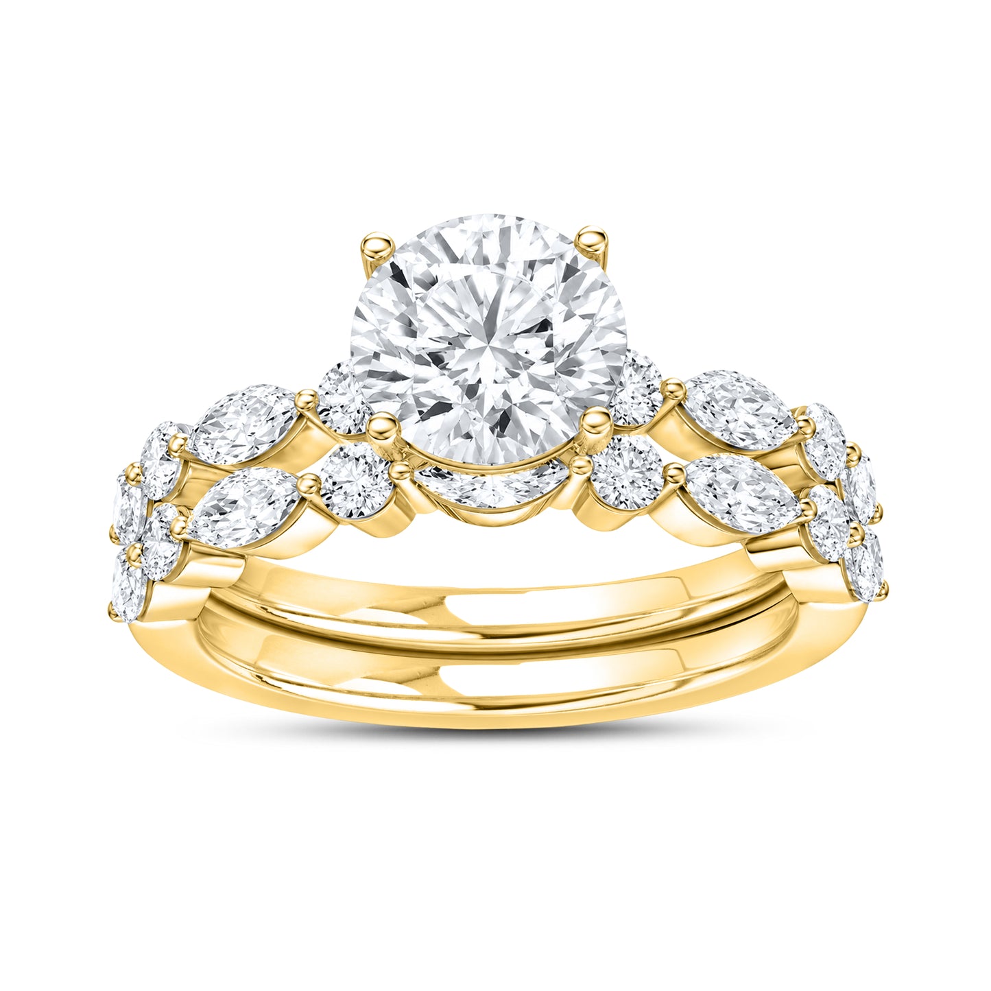 14kt yellow gold 2.50 ctw Round lab diamond ring set